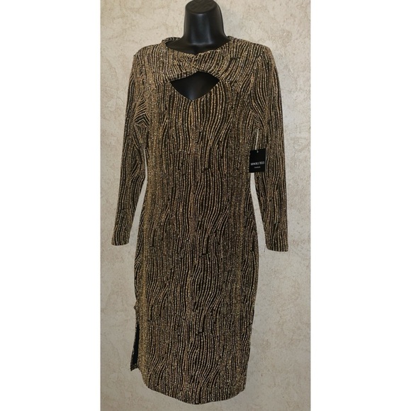 Absolutely Famous Black and Gold Dress New With Tag - Picture 1 of 5